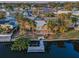 An elevated perspective of the backyard with a waterfront view and private dock at 4772 Dover Ne St, St Petersburg, FL 33703