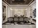 Modern dining area with marble bar, decorative shelving, wine display and chandelier lighting at 602 & 604 Channel Dr, Tampa, FL 33606