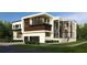 Contemporary two-story home featuring large windows, clean lines, and well-manicured landscaping at 602 & 604 Channel Dr, Tampa, FL 33606