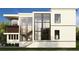 Contemporary home featuring a soaring wall of windows providing natural light and an open staircase at 602 & 604 Channel Dr, Tampa, FL 33606