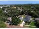 Aerial view of neighborhood showcasing property, lush greenery, and distant city skyline at 720 39Th N Ave, St Petersburg, FL 33703