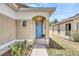 Inviting front entrance with a bright blue door and manicured landscaping at 925 Windton Oak Dr, Ruskin, FL 33570