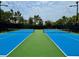 Two tennis courts with blue and green surface and black net at 11489 Bitola Dr, Odessa, FL 33556