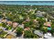 Aerial view of a residential neighborhood with lush greenery and distant views of the bay at 1500 Robinson N Dr, St Petersburg, FL 33710