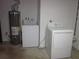 Functional laundry area with a water heater, washing machine, and dryer ready for household chores at 162 Sw Lincoln N Cir, St Petersburg, FL 33703