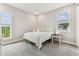 Bright bedroom featuring two windows and neutral carpet at 29895 Picana Ln, Wesley Chapel, FL 33543