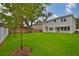 The expansive backyard features lush grass, mature trees, and a wooden privacy fence at 3616 W Platt St, Tampa, FL 33609