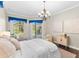 Bright main bedroom with access to the pool and spa area at 4690 Wrentham Pl, Palm Harbor, FL 34685