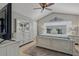 Spacious main bedroom features high ceilings, fan and calming neutral color palette at 4815 Barnstead Dr, Riverview, FL 33578