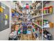 Spacious walk-in pantry with shelving for ample storage of food and household items at 7627 Artifact Dr, Zephyrhills, FL 33541
