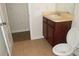Bathroom with tile flooring, toilet, and single sink vanity at 8848 Moonlit Meadows Loop, Riverview, FL 33578