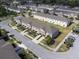 Aerial view of newly constructed townhomes showing the layout of the community at 10436 Rivercrest Dr, Riverview, FL 33578