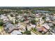 Aerial view of a residential area with mature trees and a community lake at 12002 Peony Ct, Tampa, FL 33635