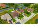 An aerial perspective showcases multiple homes with pristine lawns and a well-kept neighborhood at 1535 Crossvine Ct, Trinity, FL 34655