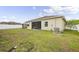 Spacious backyard featuring a well-maintained lawn and screened patio at 18677 Milton Keynes Ct, Land O Lakes, FL 34638