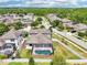A beautiful backyard featuring a screened-in pool and well-maintained lawn in a lovely residential neighborhood at 21834 Southern Charm Dr, Land O Lakes, FL 34637