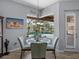 Cozy dining area features a glass table, views of the pool, and stylish decor at 2908 89Th E Ave, Parrish, FL 34219