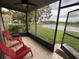 Relaxing screened-in patio offers serene views of the lush backyard and lake at 4022 Cortez Dr # A, Tampa, FL 33614