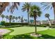 Golf putting green surrounded by palm trees offering a serene and tropical setting at 1560 Gulf Blvd # 306, Clearwater Beach, FL 33767