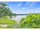 Scenic lake view featuring a sandy shoreline, lush greenery, and tranquil waters under a bright blue sky at 4302 Longfellow Dr, Plant City, FL 33566