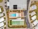 Aerial view of retirement community, showing pool, clubhouse, shuffleboard and parking at 4314 12Th Street E Ct, Ellenton, FL 34222
