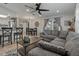 Stylish living space that features an open floor plan connecting the kitchen, dining, and seating areas at 5036 Glenhurst Ln, New Port Richey, FL 34653