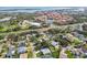 Aerial view of homes near a community pool, lake, retail shopping, and restaurants at 5235 42Nd S St, St Petersburg, FL 33711