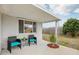Inviting covered patio with comfortable seating and stylish accents at 5620 Perkin Dr, New Port Richey, FL 34652
