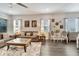 Relax in the cozy living room featuring a comfortable sofa, decorative accents and lots of natural light at 7423 Sungold Meadow Ct, Apollo Beach, FL 33572