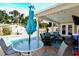 Enjoy the covered patio with comfortable seating, perfect for outdoor dining or lounging by the pool at 8039 83Rd N St, Seminole, FL 33777