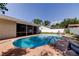 Private pool in backyard with screen patio, surrounded by well-kept patio space and complemented by a privacy fence and manicured greenery at 1041 Persimmon Dr, Palm Harbor, FL 34683