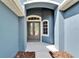Elegant front entryway featuring a double door and a decorative window at 16516 Bridgewalk Dr, Lithia, FL 33547