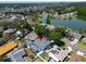 An aerial view of a beautiful home with a private screened pool and a serene lake view at 1910 Elk Spring Dr, Brandon, FL 33511