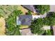 Aerial view of property showing a private backyard with screened in pool and mature trees at 2010 Rutherford Dr, Dover, FL 33527