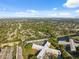 Beautiful aerial view highlighting the lush, tree-lined community and nearby streets and tranquil lake at 2221 Swedish Dr # 55, Clearwater, FL 33763