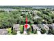 Overhead view of a well-maintained home with lush greenery and mature trees at 2405 Dakota Rock Dr, Ruskin, FL 33570