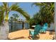 Picturesque backyard view of a private dock along the serene waterway with comfortable seating at 4681 Carson Ne St, St Petersburg, FL 33703