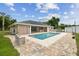 Refreshing backyard pool with paved patio and a serene view, creating an ideal space for outdoor entertaining and leisure at 6080 Taneytown St, North Port, FL 34291