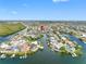 Expansive aerial shot of a waterfront community with multiple canals and boat docks at 6604 Dolphin Cove Dr, Apollo Beach, FL 33572