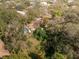 Aerial view of a home nestled among dense trees and lush greenery in a residential area at 9810 Parsons St, Tampa, FL 33615