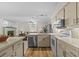 Functional kitchen with white cabinets, modern appliances, and an open design to the living space at 1017 Hamilton Ave, Tarpon Springs, FL 34689