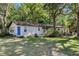 Charming one-story home featuring a bright blue front door and a well-manicured lawn at 10565 Bessemer St, New Port Richey, FL 34654