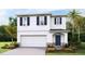 Beautiful two-story home with a two-car garage, blue shutters, and lush landscaping at 10613 Dusty Boot Rd, Land O Lakes, FL 34638