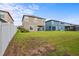 Spacious backyard featuring a well-maintained lawn and partial fencing at 11871 Crestridge Loop, Trinity, FL 34655