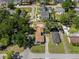 Aerial view of a property showing its mature trees, tidy lawn, and proximity to neighborhood amenities at 1209 W Adalee St, Tampa, FL 33603