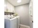 Functional laundry room with white cabinets and appliances at 1390 Gulf Blvd # Ph-5, Clearwater, FL 33767