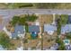 Aerial view of charming single Gathering home with a screened-in pool and mature landscaping at 1450 Palmetto St, Clearwater, FL 33755