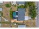 Overhead view of a home with a screened pool, carport, and well-maintained landscaping at 1450 Palmetto St, Clearwater, FL 33755