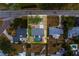 Aerial view of a property outlining pool, landscaping, and neighborhood, providing context of the homes location at 1450 Palmetto St, Clearwater, FL 33755