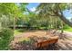 Beautiful playground featuring swings, mulch ground cover, seating and mature trees providing cool, shaded recreational space at 15422 Starling Crossing Dr, Lithia, FL 33547